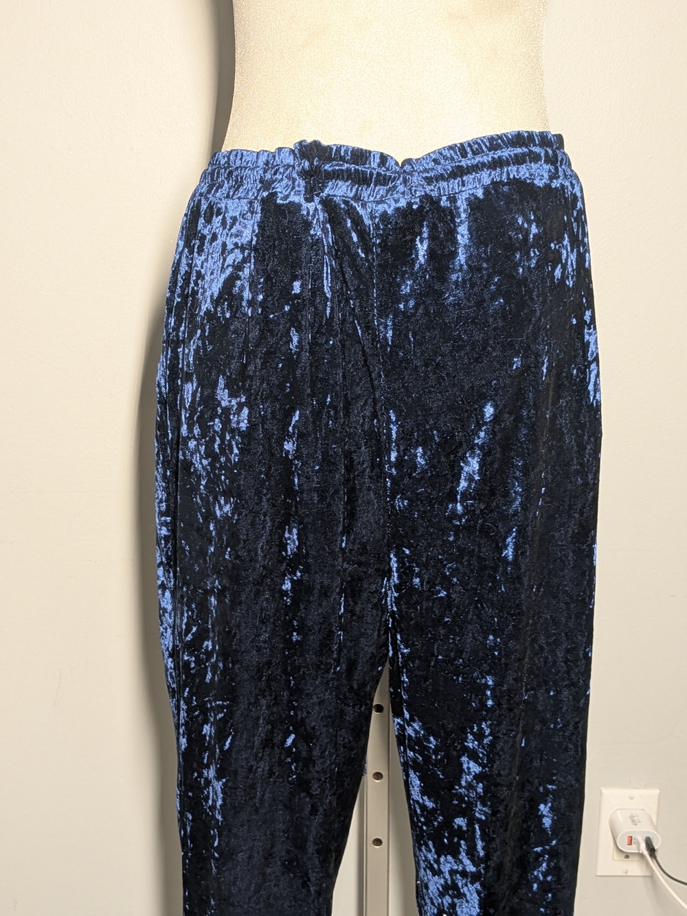 C by One Shimmery Navy Crushed Velvet Pull-On Pants - Picture 12 of 16